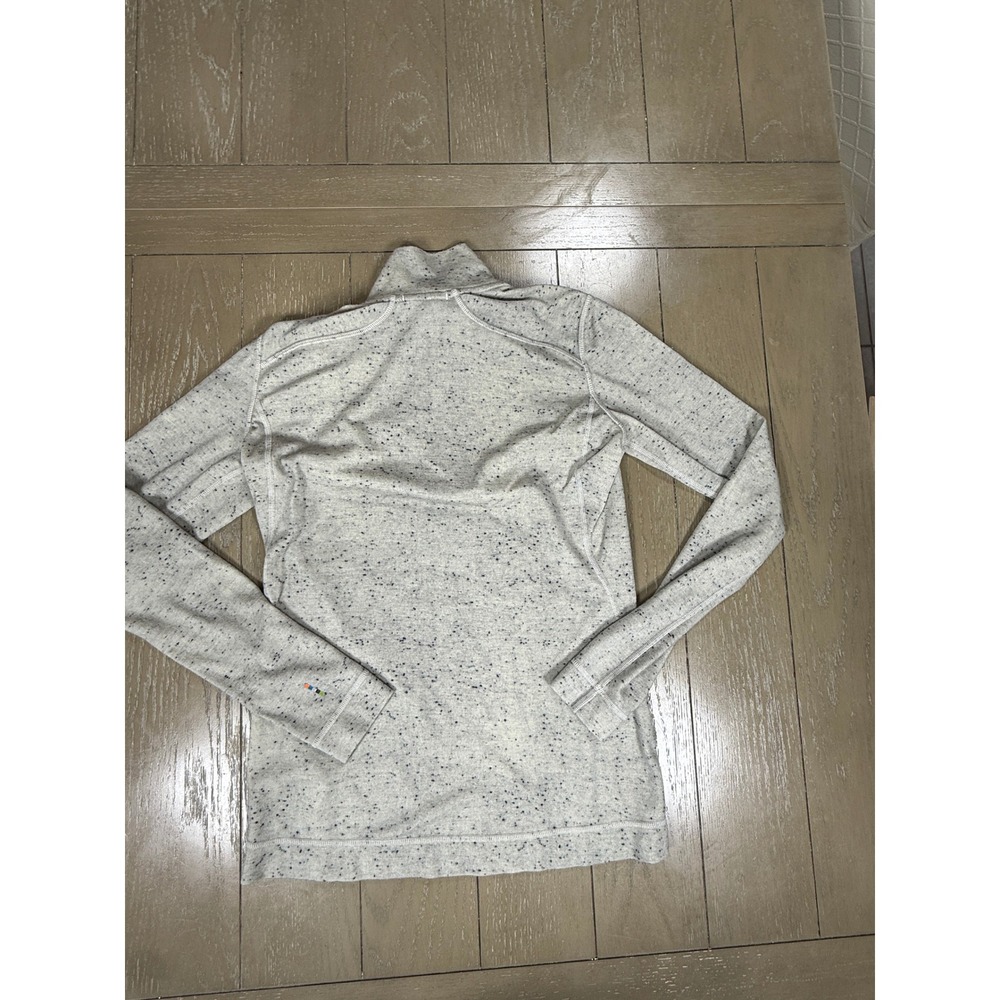 Smartwool Pullover Womens Medium Grey Speckled 100% Merino Wool Quarter Zip Base - Picture 3 of 8